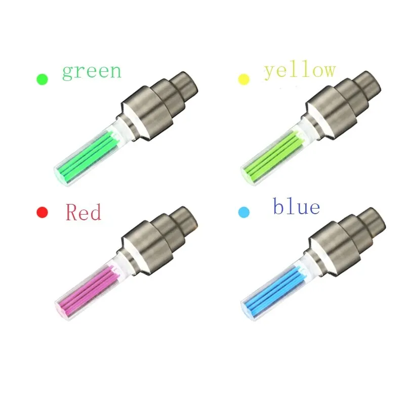 Car Motorcycle Tire Valve Caps Lights Neon LED Flash Lamp Universal Fluorescent Bar Auto Tyre Wheel Light Car Accessories 2/4Pcs