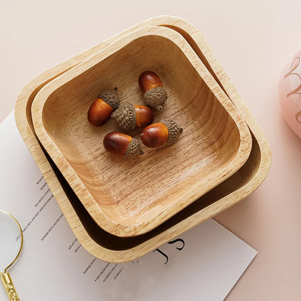 

Square Bowl Multi-Function Food For Serving Breakfast Dessert Eating Tray Wooden Style Household Utensil Organizer Dinner Tray