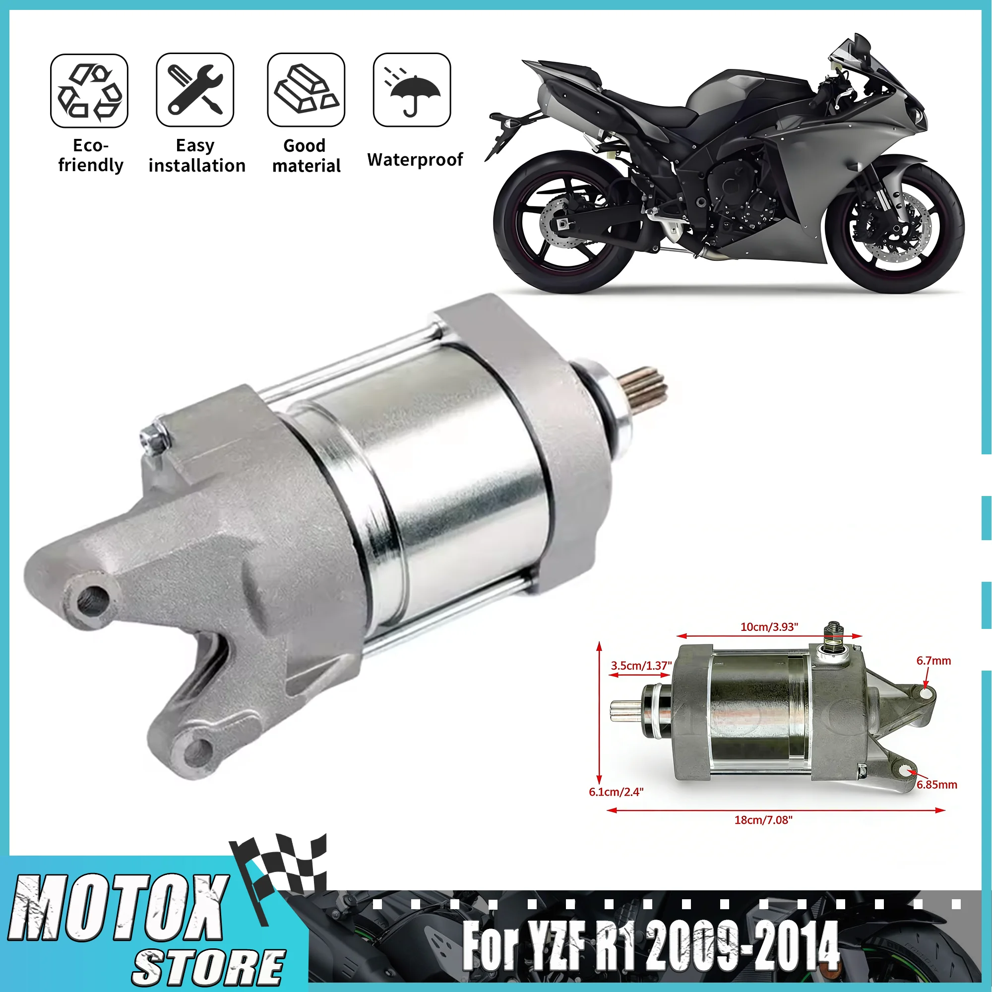 Motorcycle Engine Electric Starting Starter Motor Fit for YZF R1 YZF-R1 YZFR1 2009-2014 14B-81890-00-00 2010 2011 2012 2013