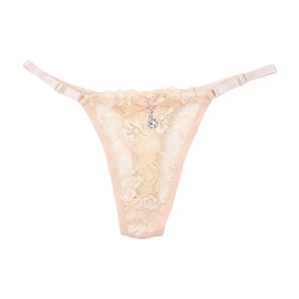 Feminino sem costura algodão virilha cuecas t-back cintura baixa sexy briefs feminino tanga calcinha de renda pingente diamante