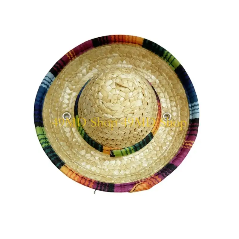 49MD Mexico Styles Sombrero Hat Straw Sun Cap For Toddler And Pet Fashion Accessory