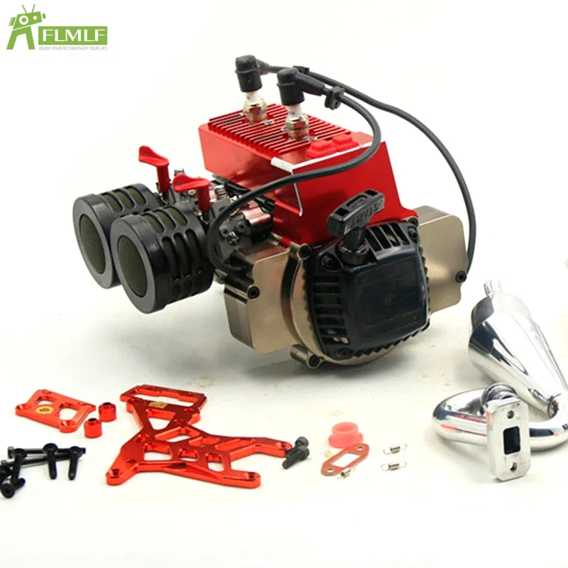 60CC Twin-cylinder Engine Whit Exhaust Pipe Kit Fit for 1/5 HPI ROFUN BAHA ROVAN KM BAJA Losi 5ive T FG FID GTB MCD GoPed RedCat