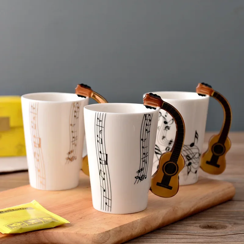 Ceramic Cup Music Creative Water Cup Musical Note Mug Gift Coffee Cup Musical Instrument Handle