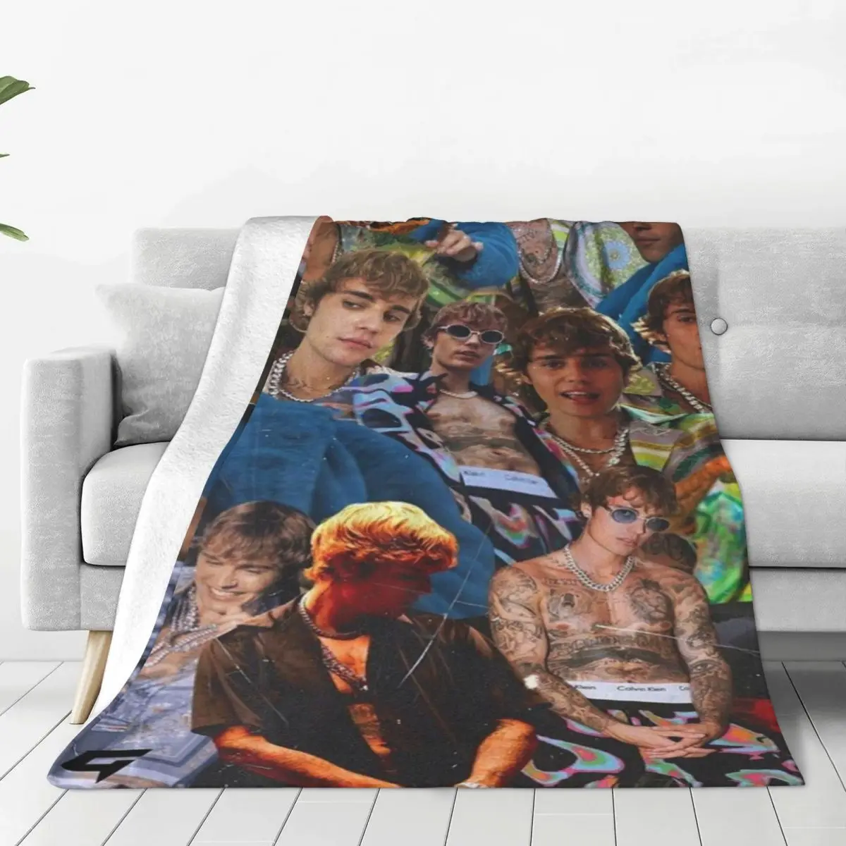 

Justin Bieber Plaid Blankets Flannel Decoration Popular Singer Soft Throw Blankets for Bedding Outdoor Bedding Throws