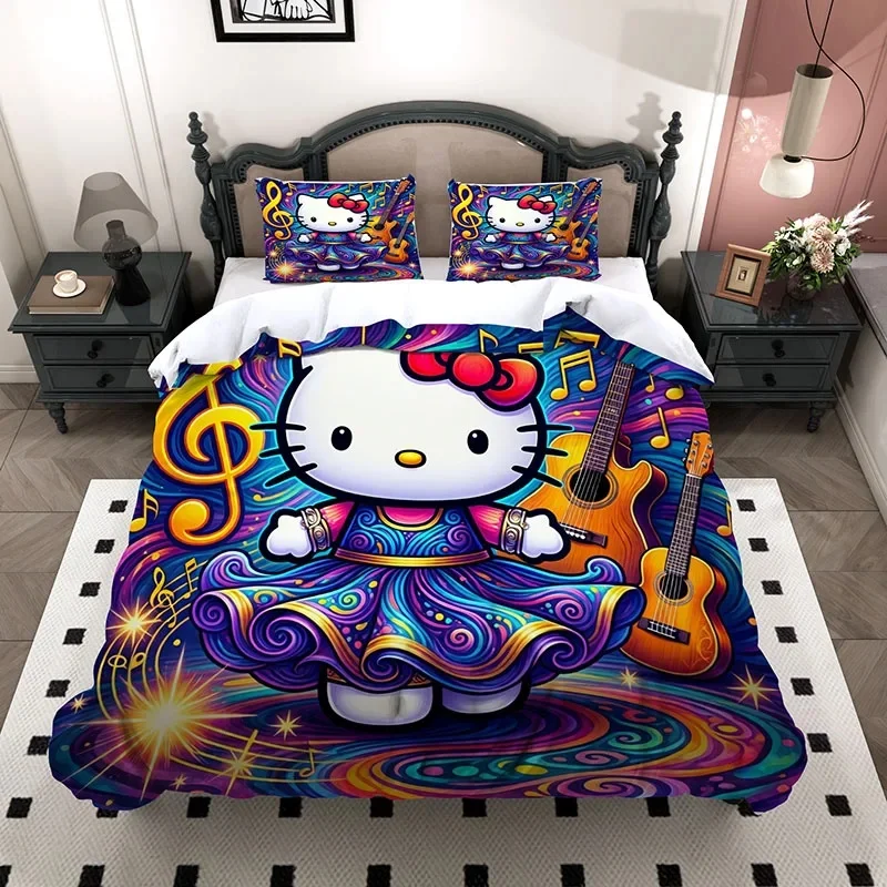 hello-kitty-3pcs-bedding-set-psychedelic-swirl-music-note-print-duvet-cover-with-2-pillowcases-soft-polyester-for-girls-bedroom