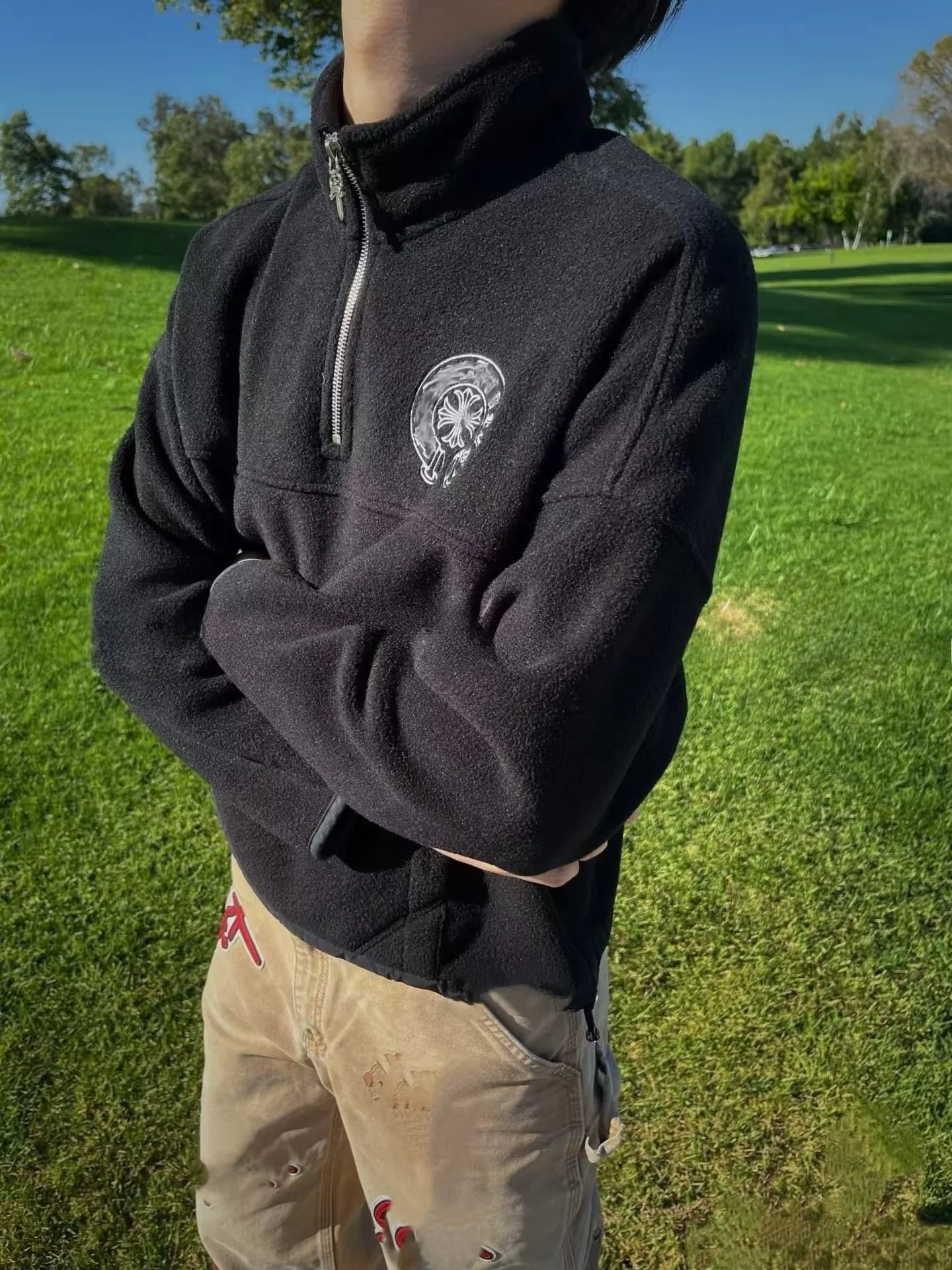 

Loro Ciuffenna American Design Sword Zipper hoof Embroidery Hoodie Loose Fit ex Long Sve Zipper Hoodie