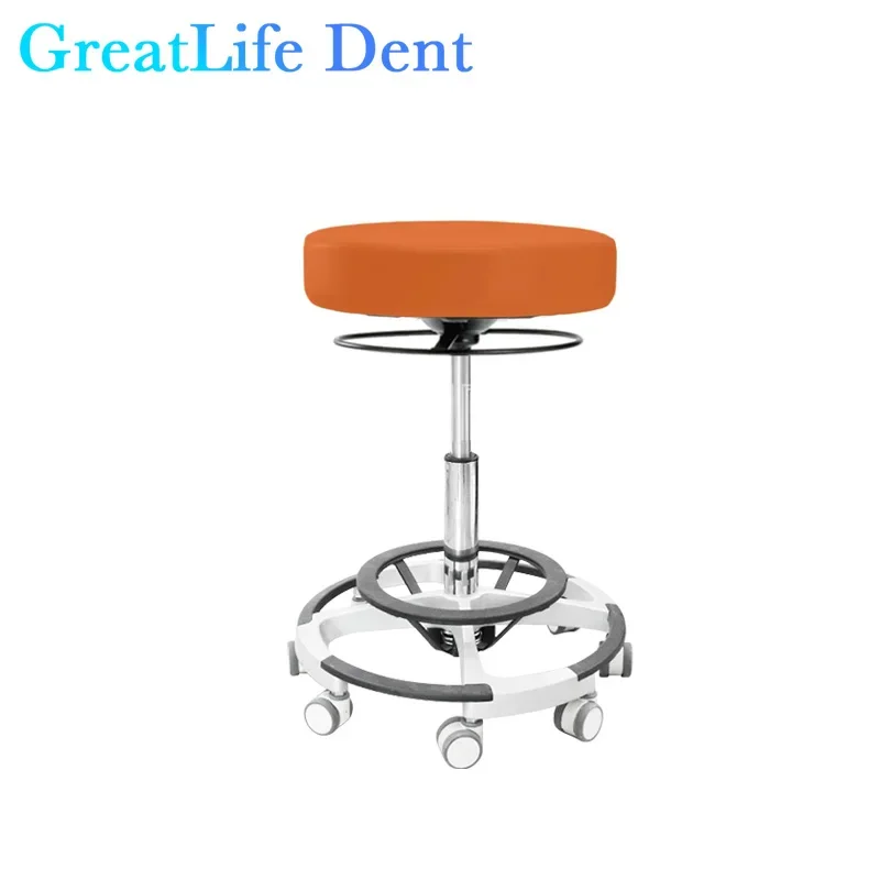 GreatLife Dental Ergonomic Beauty Salon ตัดผม Tattoo PU อานเท้าเหยียบยกหมุนปรับ Mute ล้อ Doctor เก้าอี้