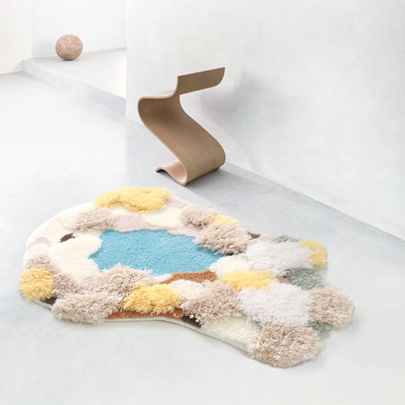 

Creative Tufting Plush Lake Moss Carpet for Living Room Bedroom Irregular Shaped Bedside Area Rug Childeren's Room Floor Mat