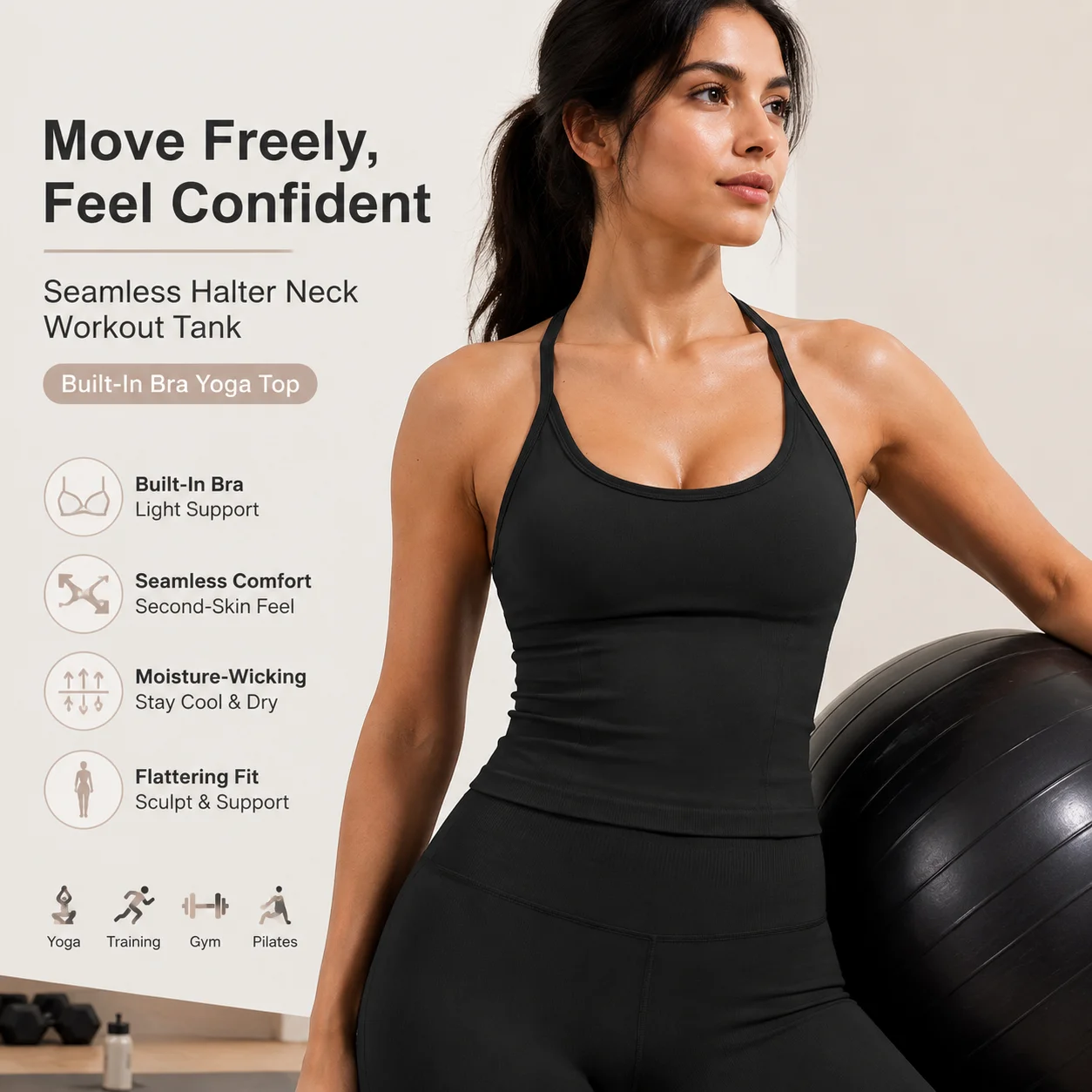Luxury 2 in 1 Yoga Tank Top wi - T Shirt Bra Seamless recension och pris