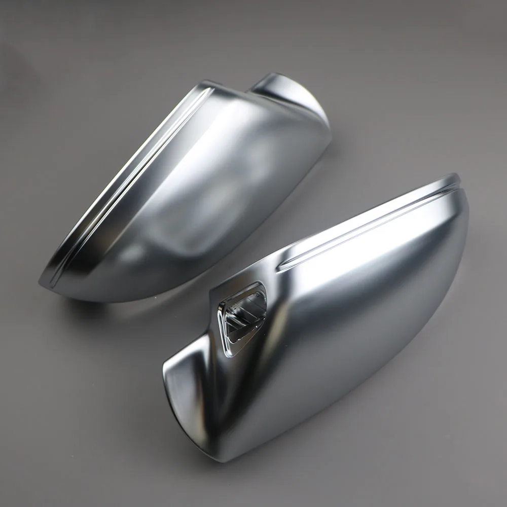 Pair Silver Rear View Side Mirror Cover Cap With ALC For Audi A6 Allroad S6 C7 4G0857527 4G0857528