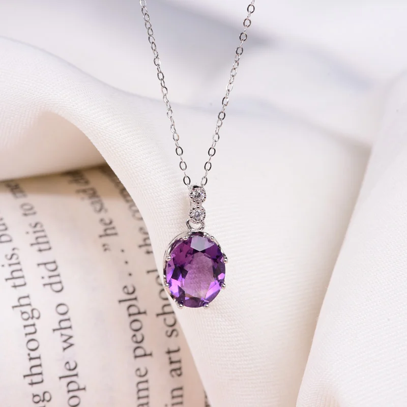 

Natural Amethyst pendant necklace for women silver 925 jewelry luxury gem stones 18k gold plated free shiping items