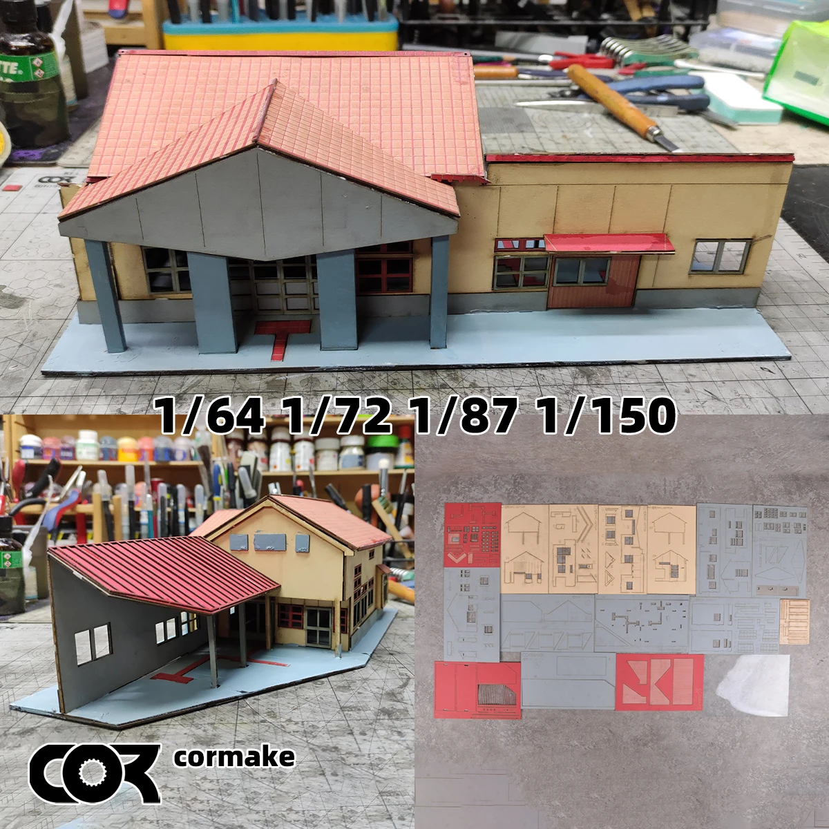 Architektonisches Modellbausatz Sandtisch-Modell Eisenbahn Bahnhof Busstation Diorama Maßstabsmodellbausatz 1/64 1/72 1/87 1/150