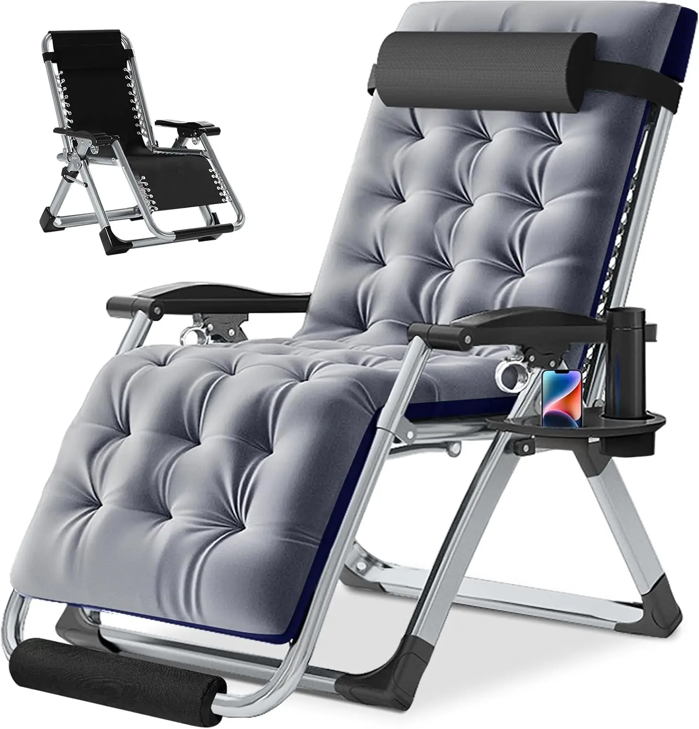 

Кресло для отдыха, кресло с нулевой гравитацией, складные регулируемые стулья для патио с откидной спинкой и подстаканником, эргономичные кресла с откидной спинкой для патио