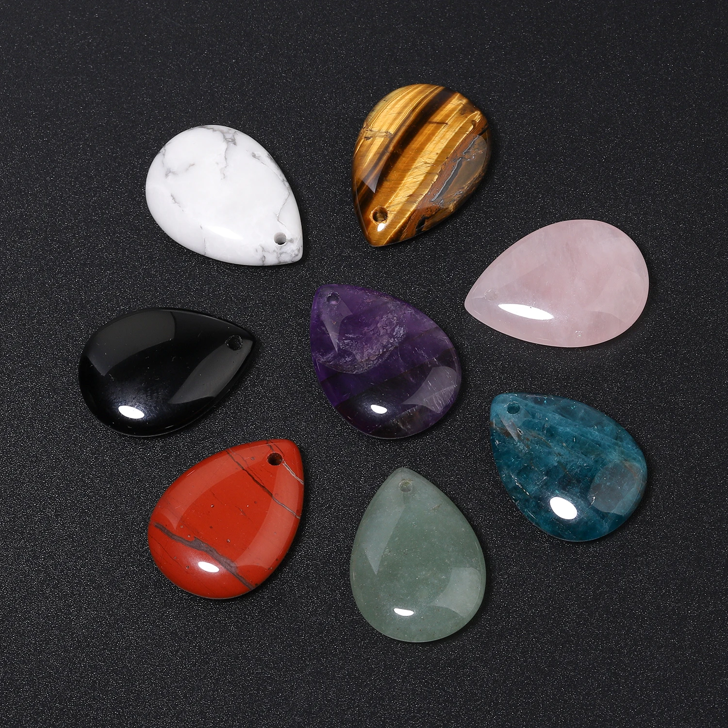 25x18mm Waterdrop Natural Stone Amethyst Onyx Apatite Aventurine Charm Pendant Women Jewelry Making for DIY Necklace Accessories