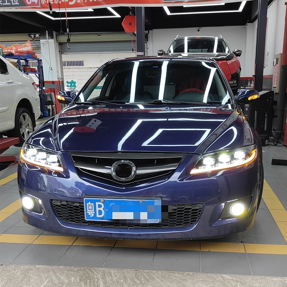 For Mazda 6 MK6 2004-2015 H7 Car Front Light Upgrade High Quality LED Three Lens Light Accessories High Configuration Assembly