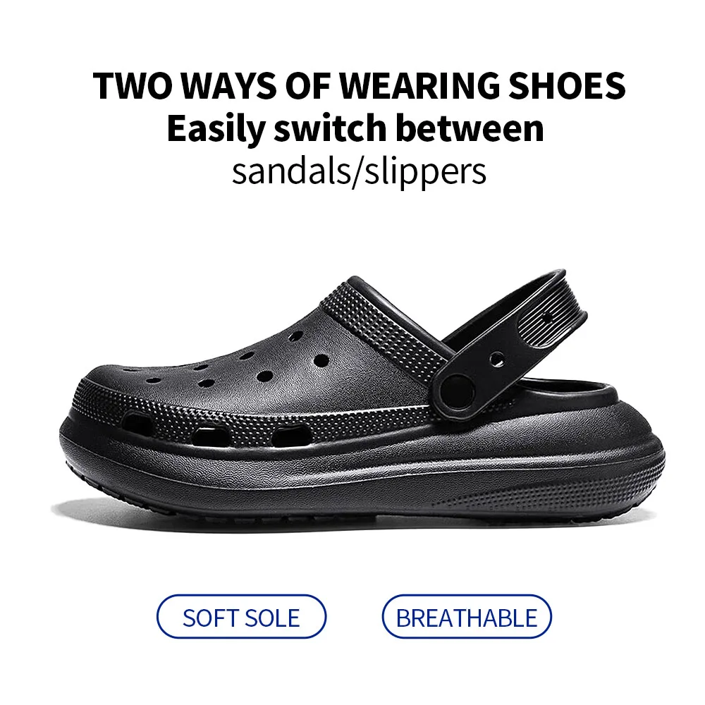 Summer Man Sandals Black And Grey Sandal Clogs EVA Sandals Outdoor Sandal Bath Sandle Man Beach Shoes Casual Shoes