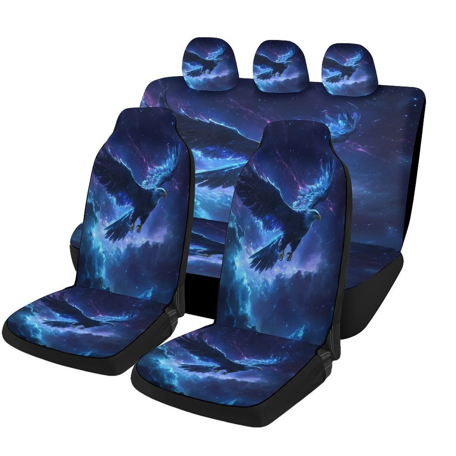 Eagle In Space Designed Car Seat Covers Set For Most Cars, Trendy Personalized Novelty Decorative Car Seat Protector Covers Full