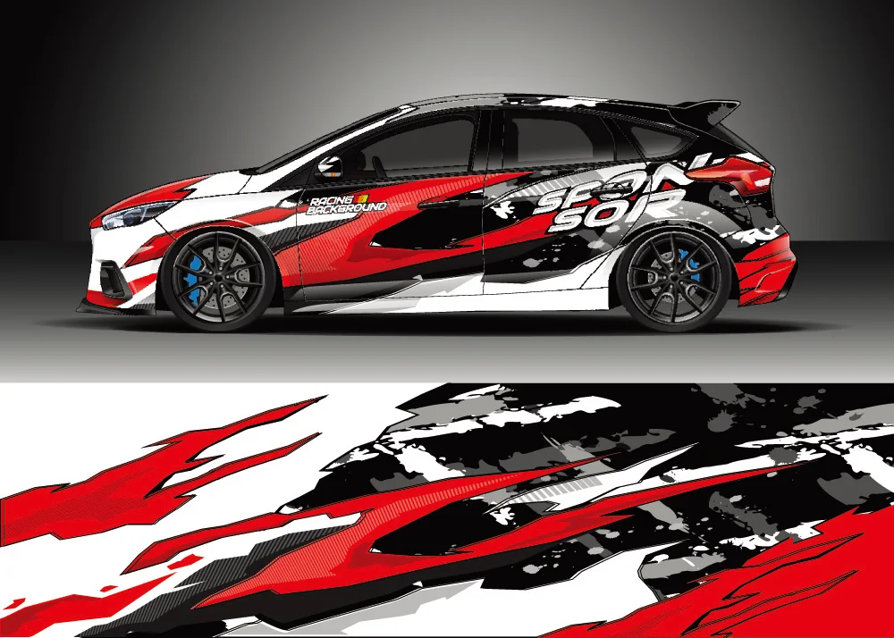 Lightning Full Body Racing Car Graphic Decal Vinyl Wrap Modern Design Vector Image Full Wrap Sticker Decorative Decal Width 58cm