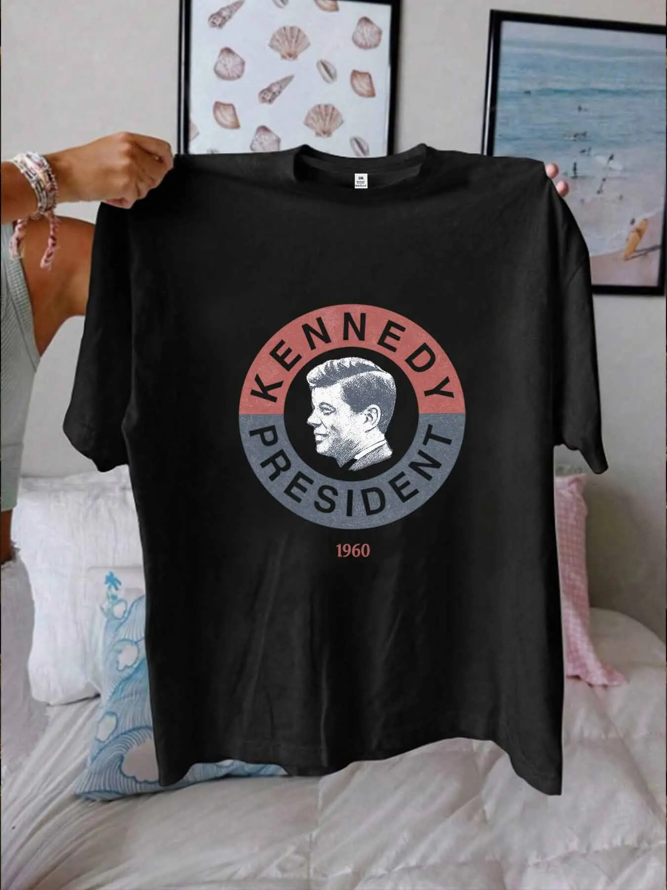 

【WY135753】Мужская женская футболка с портретом и буквой больших размеров, круглым вырезом, короткими рукавами, эластичными половинными рукавами и модными принтами