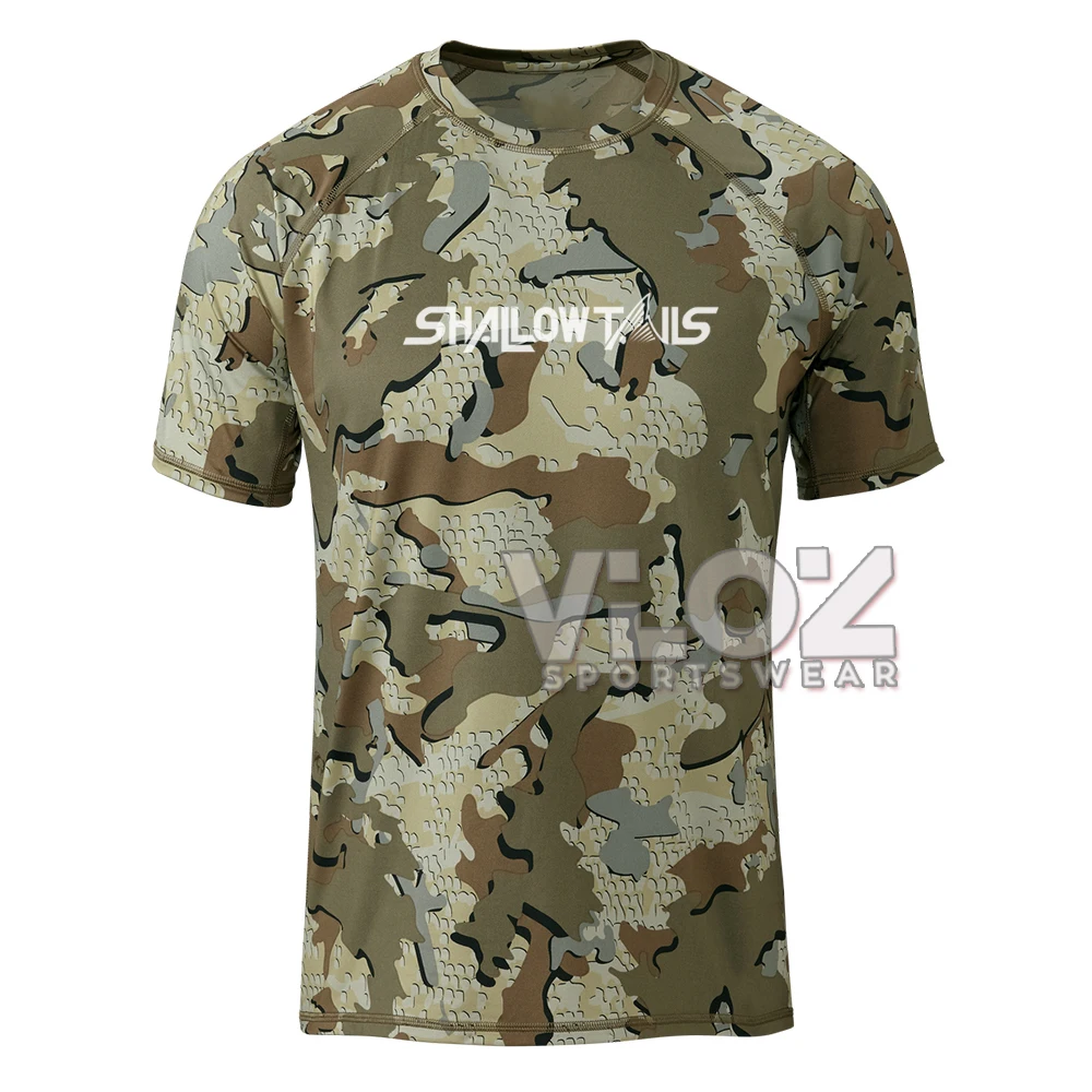 Shallow Tails Fishing Clothing Uv Protection Breathable Tops Short Sleeve UPF 50 Summer Camouflage Fishing Shirts Camisa Pesca