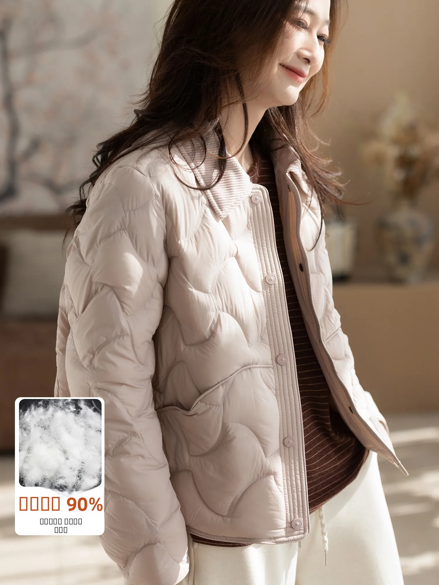 

2025 Winter Women's Faionable down Jaet 90 White Du Feather Color Ele Slimming Top Coat Korean Sle Long Sle...