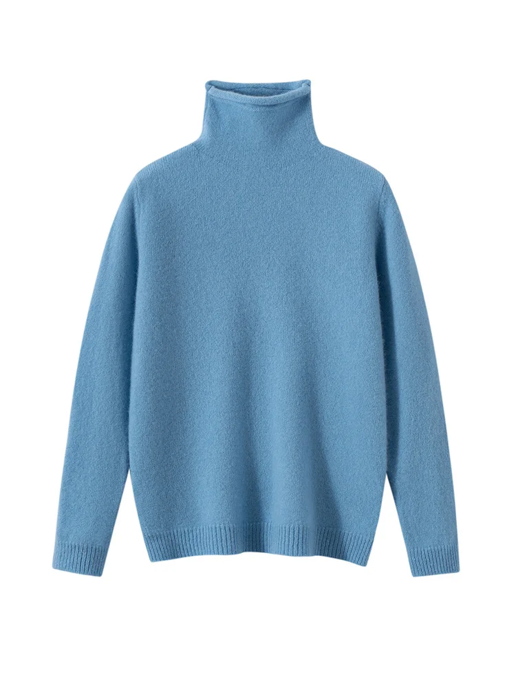 Children Wool Sweater Curled Edge Plie Collar Pullover Boy Girl Basic Solid Autumn Winter Kids 100% Merino Wool Knitwear Clothes view 6