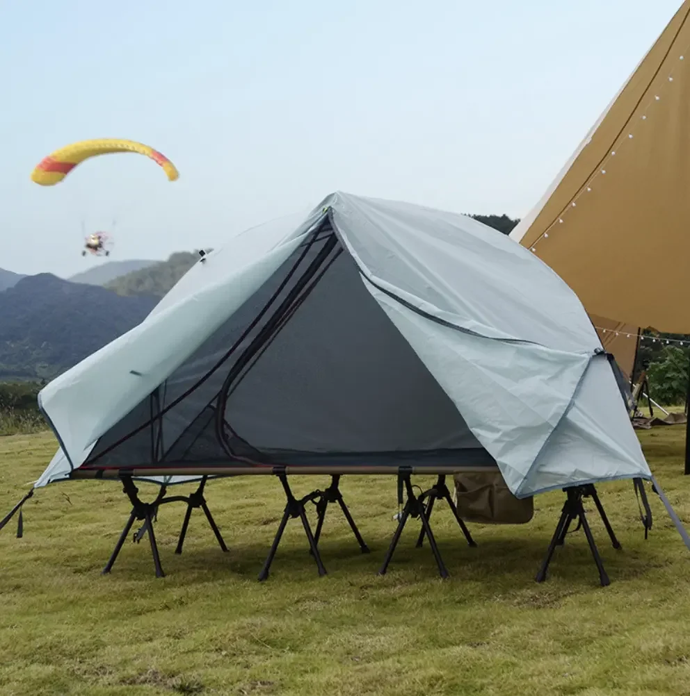 Cama plegable barata automática al aire libre para acampar y tienda de campaña de malla, tienda para dormir, cuna con cama para acampar