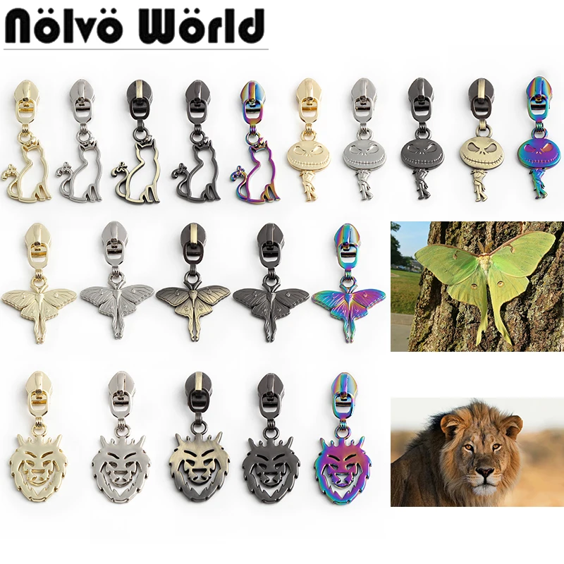 

10/30/200PCS Lion/Cat Shape Animal 5# Nylon Metal Zipper Puller For Coat Shoes Purse Bags Zipper Slider Tailor Tool Accessories