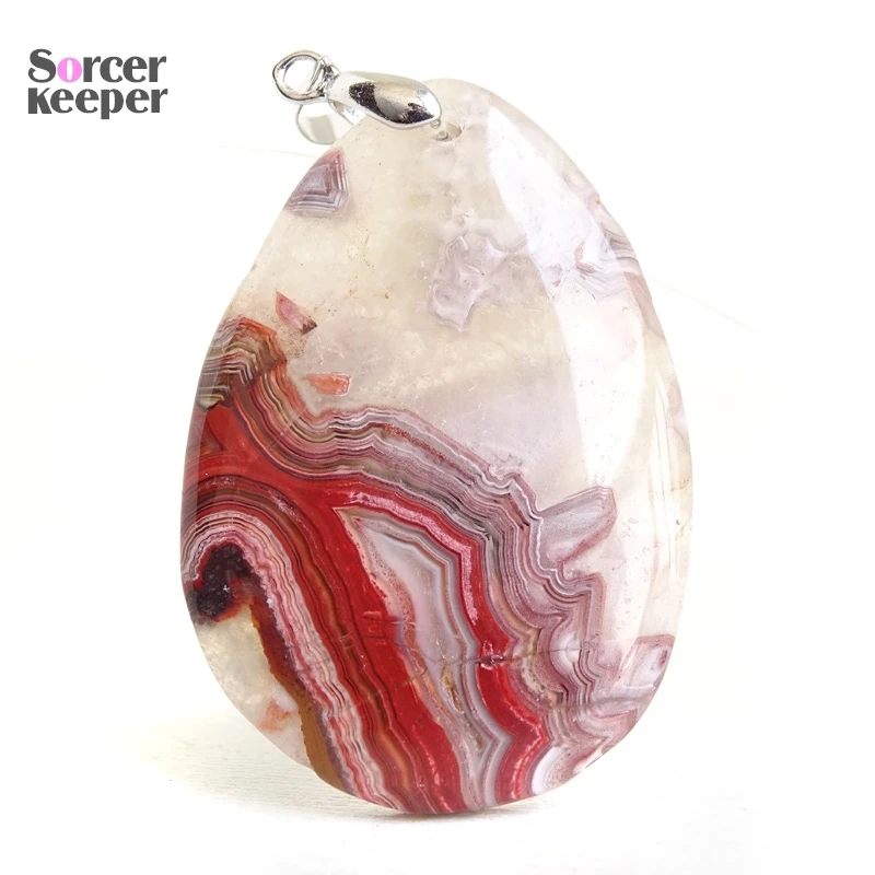 Fashion Women Man Necklaces Pendants Natural Mexico Crazy Lace Agate Gemstone Triangle Healing Crystals for Jewelry Making BQ232