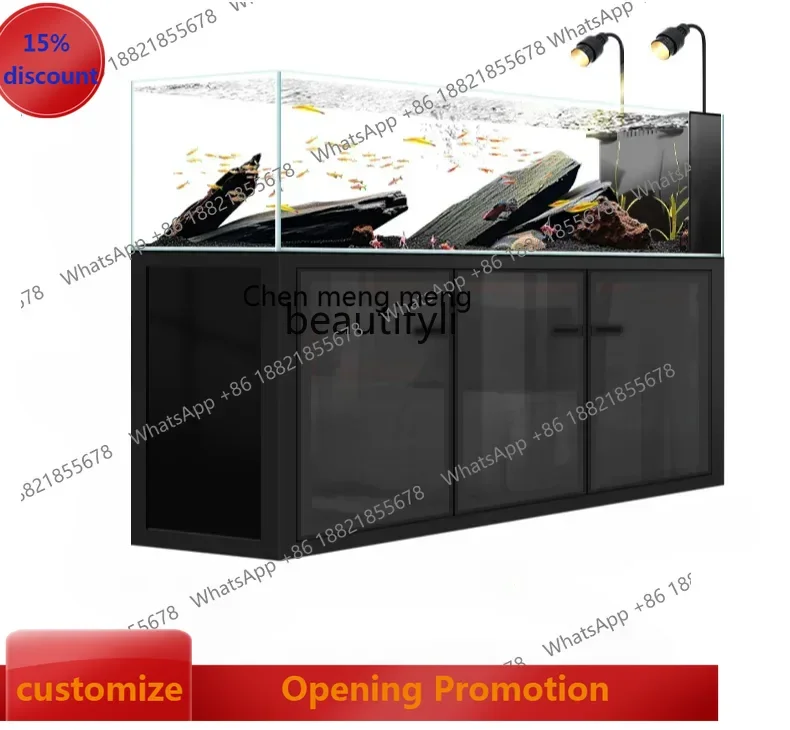 ss7486 Industrial Style Stream Fish Tank Aquarium Bottom Filter Living Room Glass Lanshou Backpack Side Overflow Landscape Grass