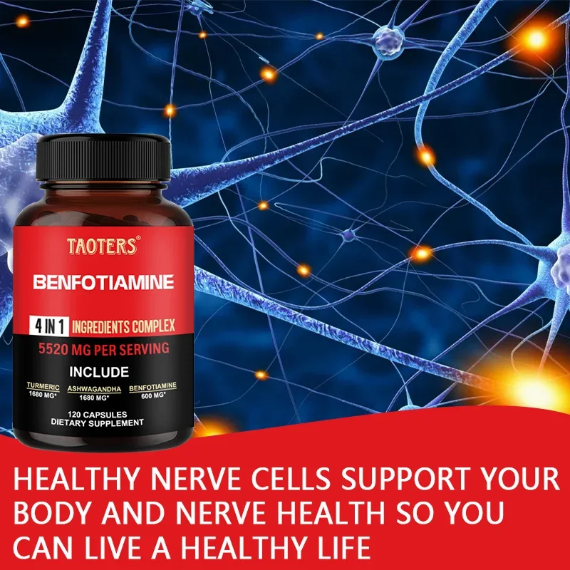 Alternative view of Cápsulas de benfotiamina de 600 mg: ayudan a mantener el metabolismo de la glucosa saludable y apoyan los suplementos de salud del sistema nervioso