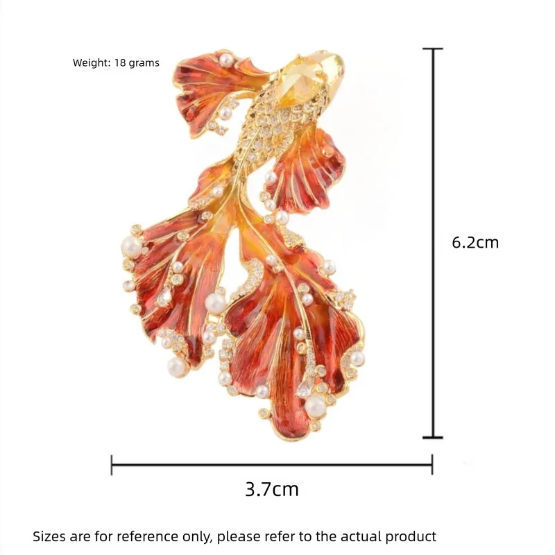 High-grade Copper Gold-plated Enamel oil-dripping koi Brooch Women's Elegant Exquisite Suit Dress Accessories Corsage