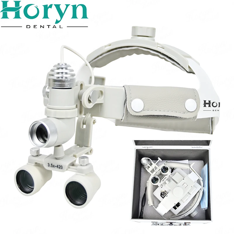 2.5X/3.5X Dental LED Light Lamp Binocular Loupes Brightness Spot Adjustable Dental Lab 5W Headlamp For Surgical Headlight