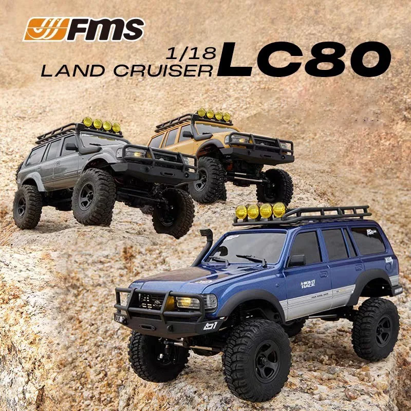 Fms-Tout nouveau modèle de voiture de simulation RC, Fcx1, 18 LC80, Land Cruiser, tout-terrain, quatre roues motrices, véhicule d'escalade RC, cadeau de Noël