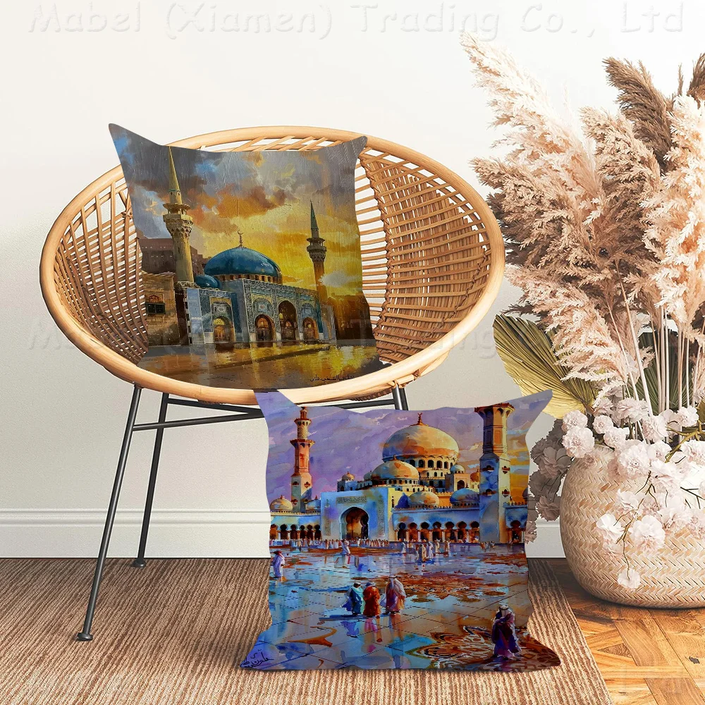 Masjid Al Aqsa Islamic Holy Cities Muslim Pillow Anime Pillow Sofa Bed Head Pillow Cover Cushion Cover 45x45 Cm Fashion