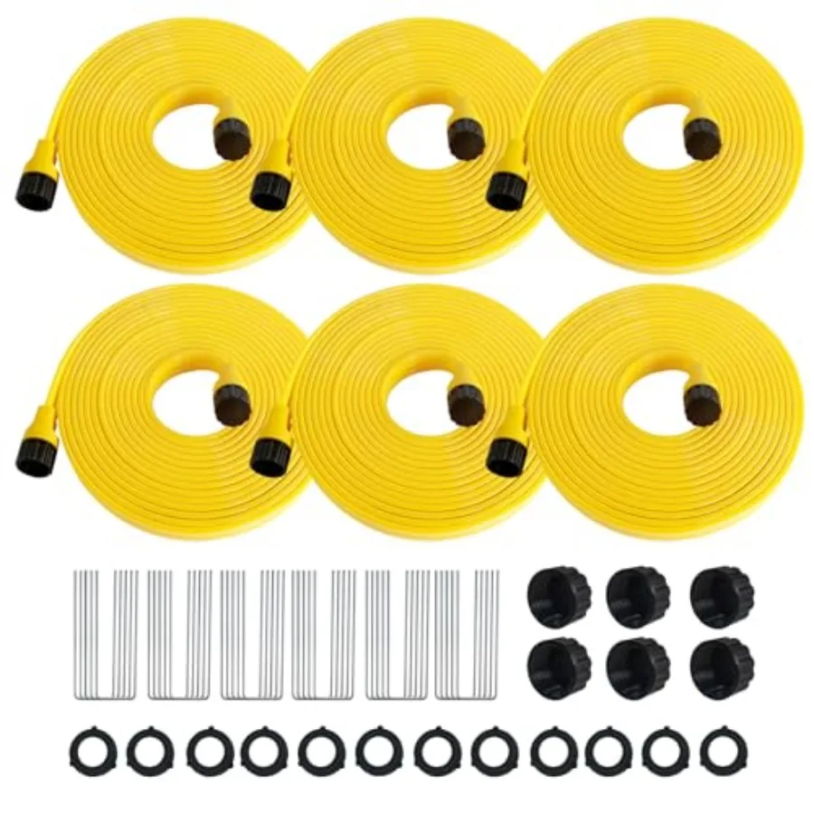 

6-Pack Sprinkler Hose with Holes 25 Feet Flexible Sprinkler Soaker Hose for Lawn and Garden, 150 Feet Total Drip Irrigation Sys