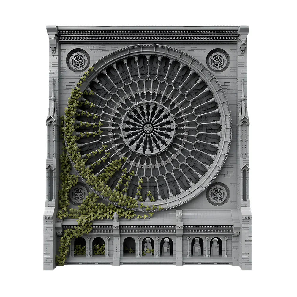 

MOC Abandoned Gothic Cathedral Facade Part 1 DIY Building Blocks Retro Church Brick Toy Adult Gift
