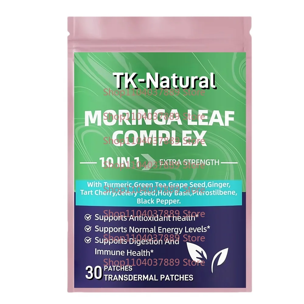 30 parches Parches transdermicos Moringa con cúrcuma, té verde, semilla de uva, jengibre - Apoyo inmunológico, piel, intestino y antioxidante
