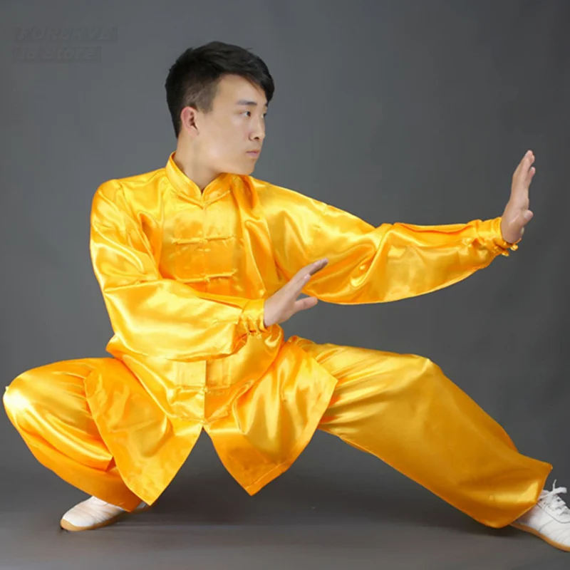 Pakaian kinerja Tai Chi pakaian seni bela diri dewasa seni bela diri sayap Chun setelan warna Solid latihan pagi Wushu