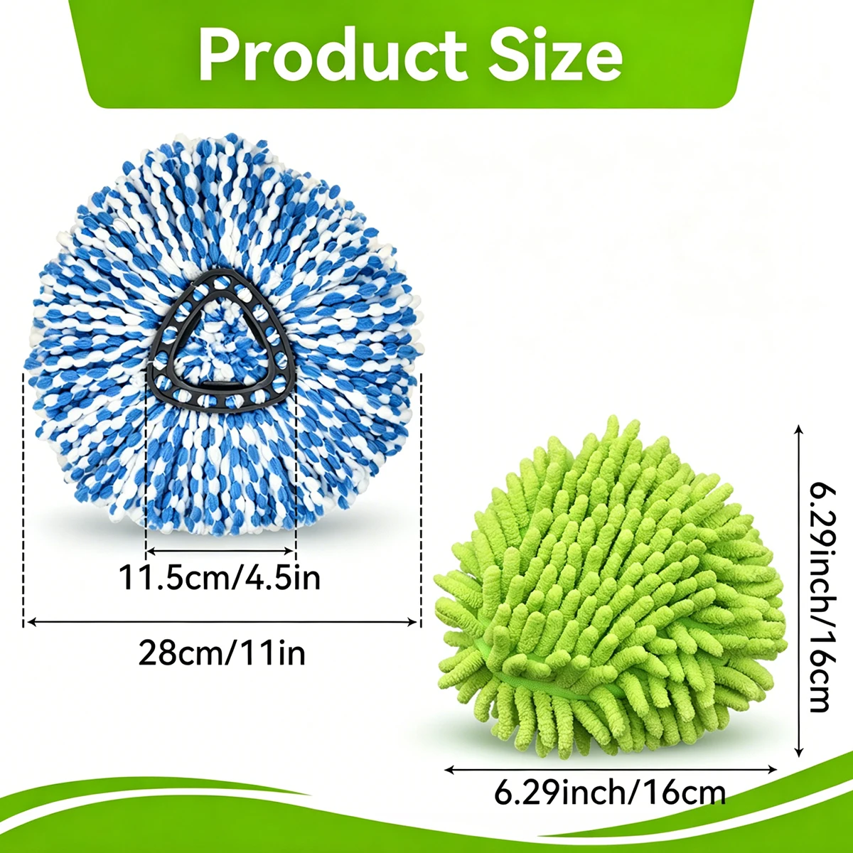 3/6Pk Mop Refills Fits O-Cedar RinseClean & Vileda Spin Mop, Washable Microfiber Chenille Replacement Heads for Hard Floors