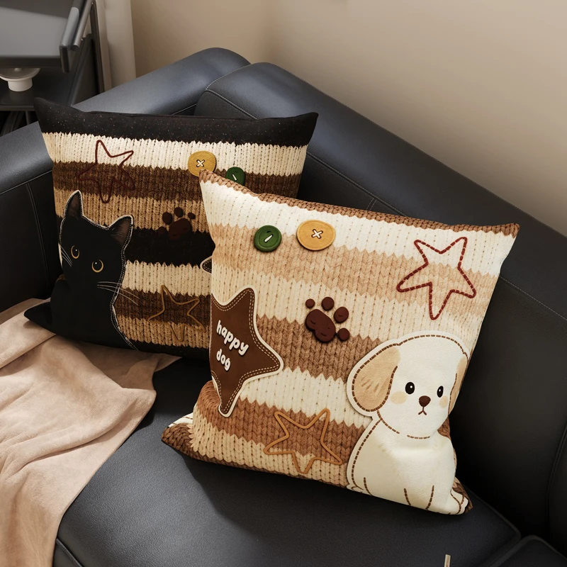 Simple Modern Retro Pillowcase Detachable Washable Car  Cushion Office Nap Backrest Core Included Home Decor Pillow