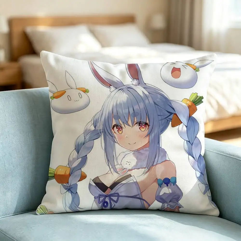 VTuber U-Usada Pekora-A Square Double-Sided printed Pillow Case Bedroom Bedside Pillow Sofa Cushion Cover Gift