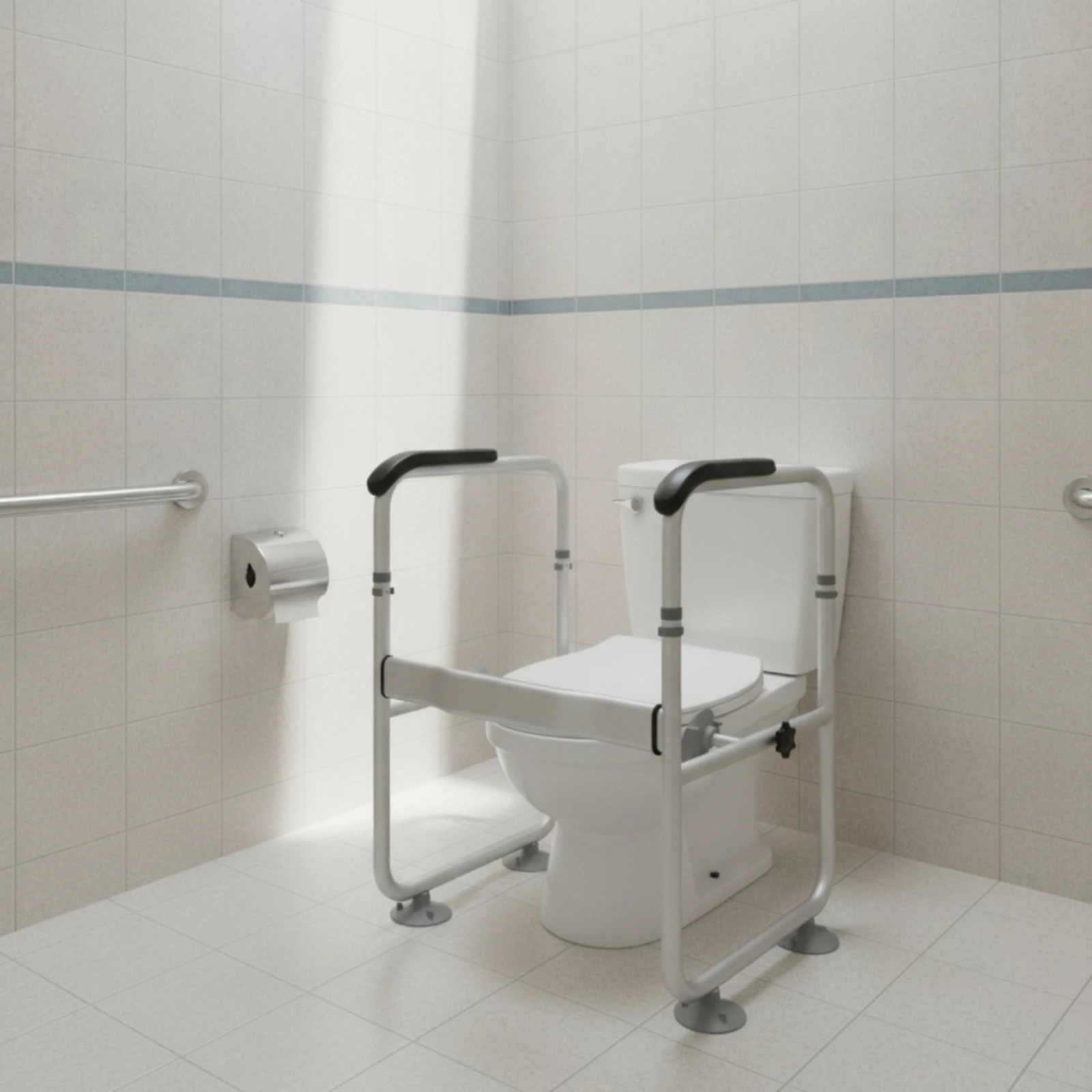 Toilet Safety Rail Stable Toilet Safety Frame Bathroom Grab Bar Ergonomic Grab Bar with Decorative Covers Secure for Elderly