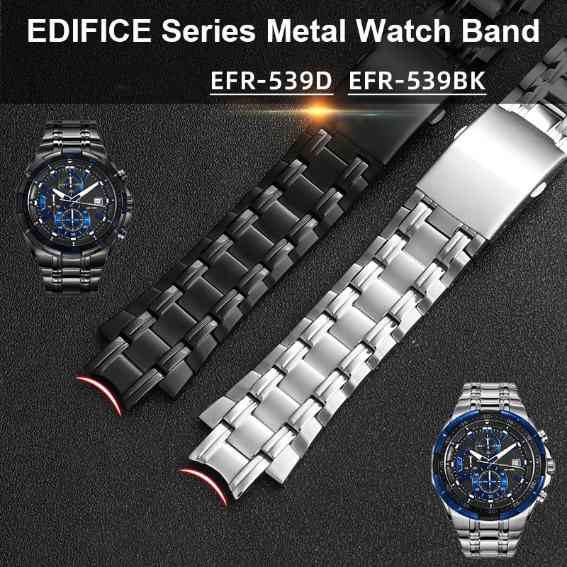 For Casio 5345 Men\'s 316L Stainless Steel Watch band For EDIFICE Series EFR-539D/539BK Metal Watch Strap Accessories 27x16mm