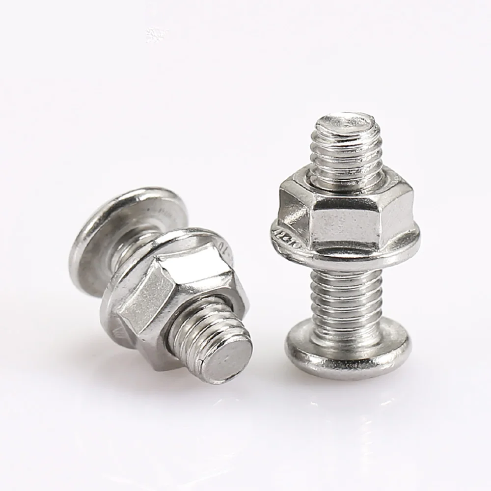 1-20set 304 Stainless Steel Hexagon Socket Flat Head Chamfered Splint Screws With Nuts Allen Furniture Screw M3 M4 M5 M6 M8 M10