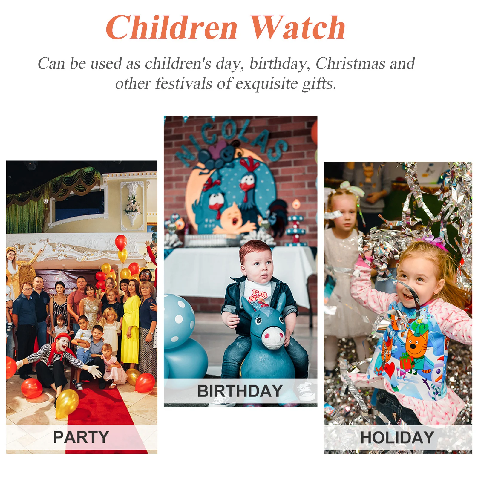 6-teiliges Kinder-Uhrenarmband im Cartoon-Stil, hochwertiges Mini-Uhr-Dekor aus Holz, lustiges pädagogisches Geschenk für Kinder, Weihnachts- und Geburtstagsfeier