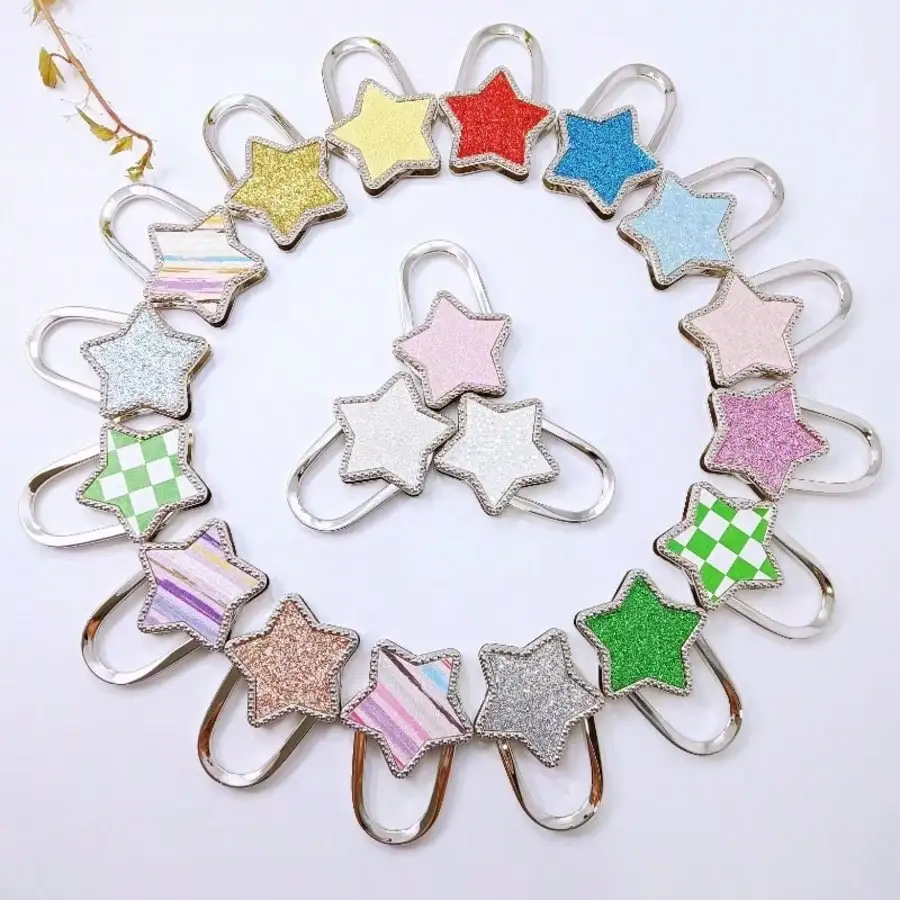 

Pentagram Shaped Design Crystal Bag Hooks Multifunctional Foldable Hooks That Can Be Used As Hanging Accessories