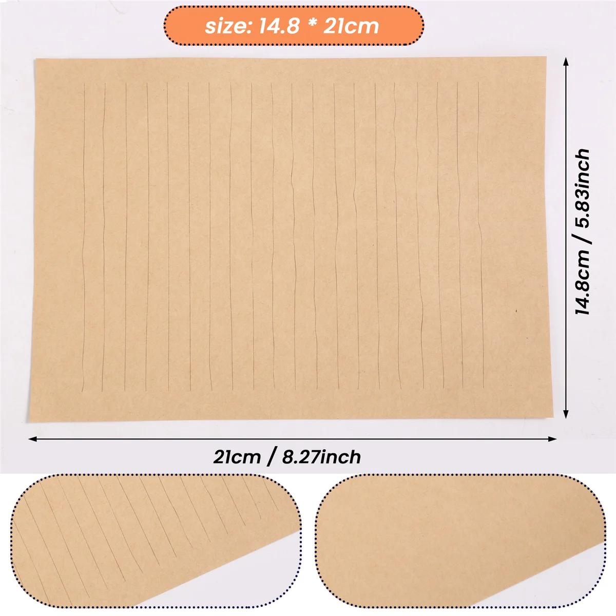 ABVS 12 Pcs Vintage Kraft Paper Writing Paper European Style Paper for Letter Writing Letter Paper Stationery, Number 16