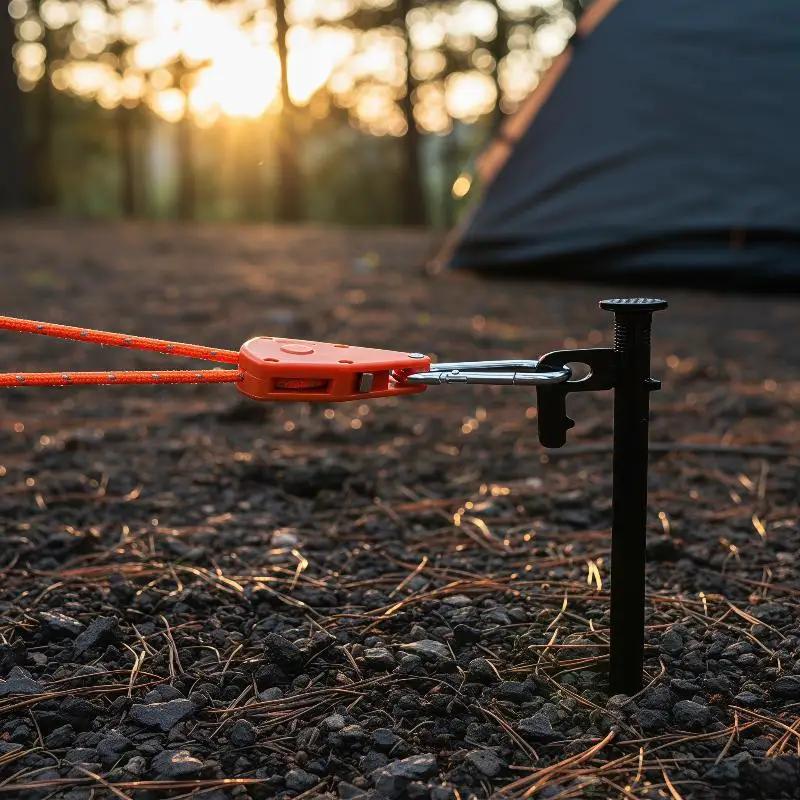 Easy to Adjust Reflective Windproof Camping Rope with Adjuster Carabiner for Beginner Campers Hikers
