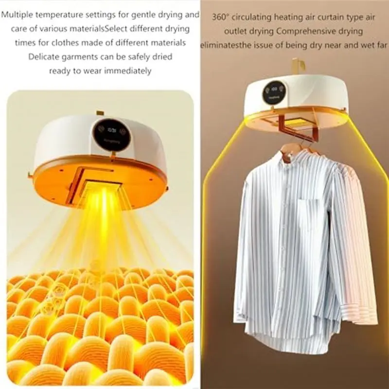 مجفف ملابس محمول A65Z مع قابل للطي تلقائيًا، آلة تجفيف سريعة لاسلكية بدون استخدام اليدين للمنزل والسفر والشقق